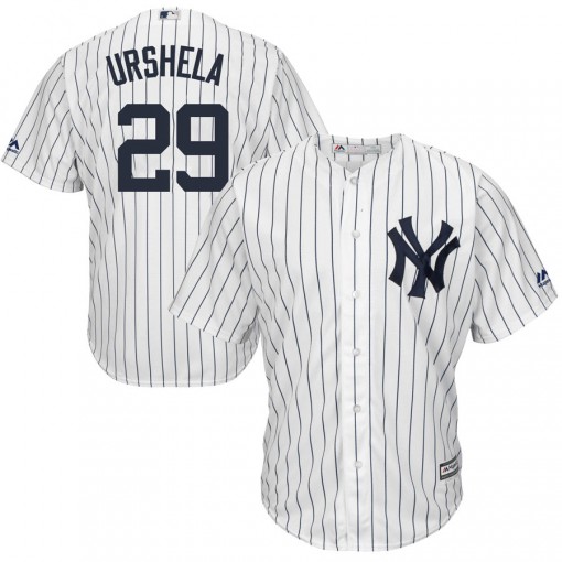 Yankees #29 Gio Urshela White Strip New Cool Base Stitched Youth MLB Jersey